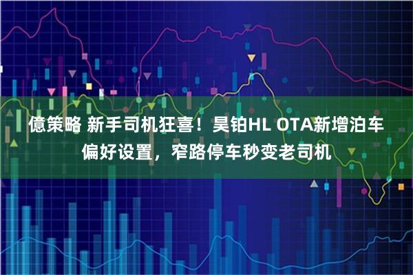 億策略 新手司机狂喜！昊铂HL OTA新增泊车偏好设置，窄路停车秒变老司机